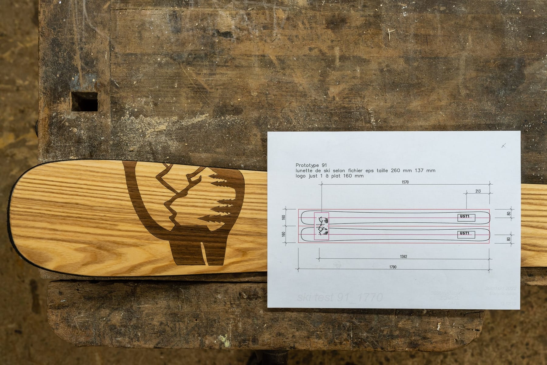 Justin Marquis, fabricant de skis. — photographie